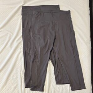 2 Pairs Gray High-Waisted Leggings